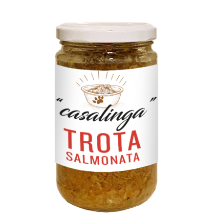 Casalinga Păstrăv Somonat – Hrană umedă complementară monoproteică pentru câini, cu 44,5% păstrăv somonat, fără cereale, 250 g
