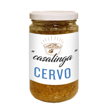 Casalinga Cerb – Hrană umedă completă monoproteică pentru câini adulți, cu 45% carne de cerb, fără cereale, 250 g